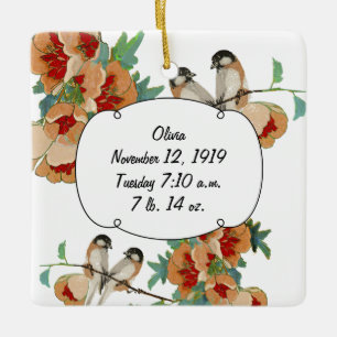 Ornement En Céramique Cadeau Souvenir de Bébé Fleur de Cerisier Vintage