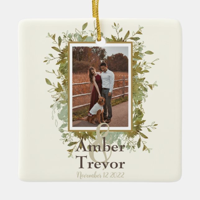 Ornement En Céramique Cadeau Vow mariage pour femme Eucalyptus (Devant)