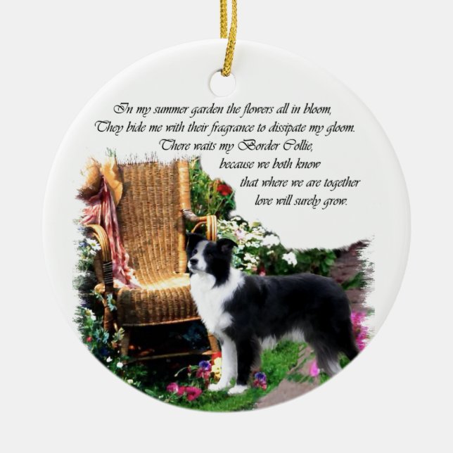 Ornement En Céramique Cadeaux d'art Collie Frontière (Devant)