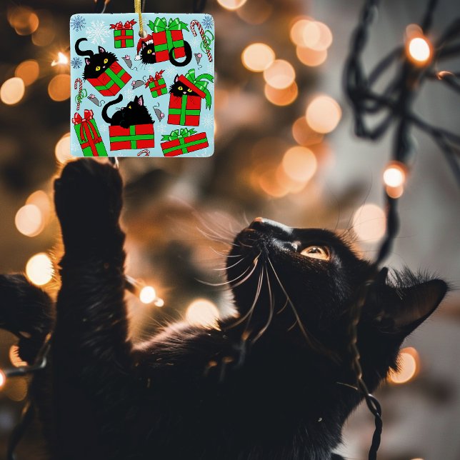 Ornement En Céramique Cadeaux de Noël de chat noir (Créateur téléchargé)