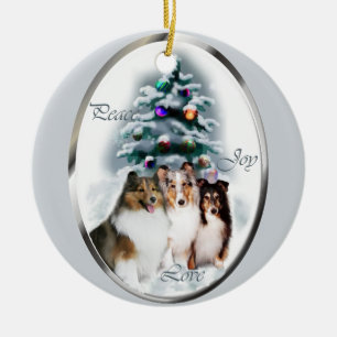 Ornement En Céramique Cadeaux de Noël de chien de berger de Shetland