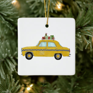 Ornement En Céramique Cadeaux de Noël de taxi de taxi jaune de New York