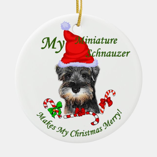 Ornement En Céramique Cadeaux de Noël Schnauzer Miniature (Devant)