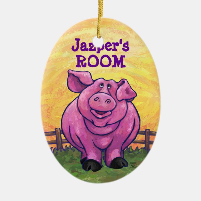 Ornement En Céramique Cadeaux et accessoires de cochon (Devant)