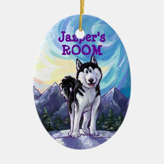Ornement En Céramique Cadeaux et accessoires Husky (Devant)