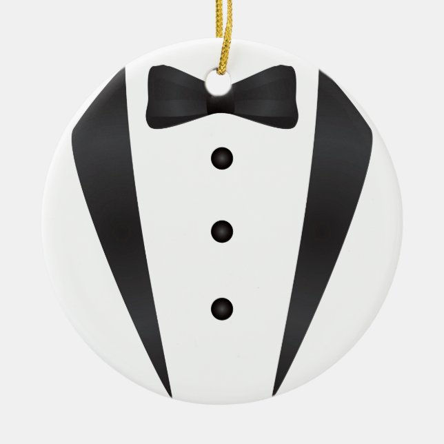 Ornement En Céramique Cadeaux et appui verticaux de mariage de smoking (Devant)