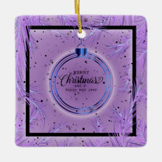 Ornement En Céramique Cadre Noël Rétro Branches Joyeux Noël