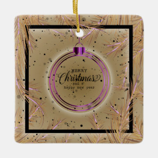 Ornement En Céramique Cadre Noël Rétro Branches Joyeux Noël