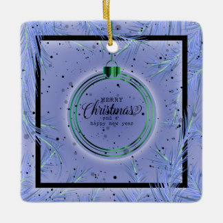 Ornement En Céramique Cadre Noël Rétro Branches Joyeux Noël