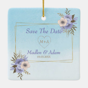 Ornement En Céramique Cadre Or Et Bouquet