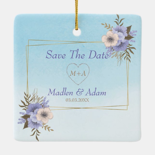 Ornement En Céramique Cadre Or Et Bouquet (Dos)