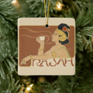Ornement En Céramique Café Art Nouveau vintage Rajah, dame avec café