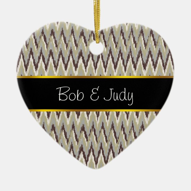 Ornement En Céramique Café et Sage iKat ZigZag Motif (Devant)