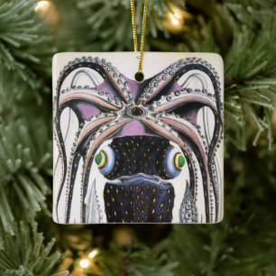 Ornement En Céramique Calmar géant ou Pieuvre, Animaux de la Vie Marine 