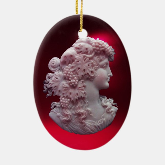ORNEMENT EN CÉRAMIQUE CAMEO ANTIQUE, DAME AUX RAISONS ET AUX GRAPEVINES (Dos)