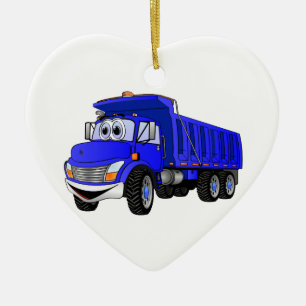 Ornement En Céramique Camion de vidange 3 essieux Carton bleu