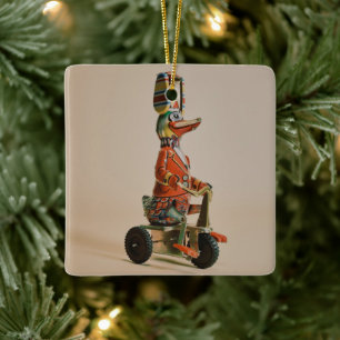 Ornement En Céramique Canard en jouet vintage à vélo