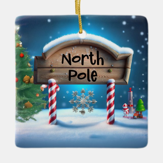 Ornement En Céramique Candy And Wooden Christmas Sign (Devant)