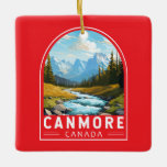 Ornement En Céramique Canmore Canada Travel Art Vintage<br><div class="desc">Canmore design de déplacement vectoriel rétro. Canmore est une ville située dans les Rocheuses de l’Alberta,  à l’ouest de Calgary. Elle est connue pour ses sommets escarpés comme les Trois Soeurs et Ha Ling Peak.</div>