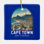 Ornement En Céramique Cap Afrique du Sud Voyage Art Vintage<br><div class="desc">Design de voyage vectoriel rétro du Cap. Le Cap est une ville portuaire sur la côte sud-ouest de l'Afrique du Sud,  sur une péninsule sous l'imposante montagne de la Table.</div>