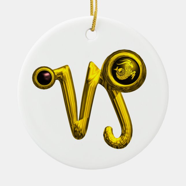 Ornement En Céramique CAPRICORN ZODIAC ANNIVERSAIRE JEWEL BLACK ONYX Gol (Devant)