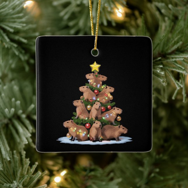 Ornement En Céramique Capybara Cadeau Arbre de Noël Funny Xmas Capy (Arbre)
