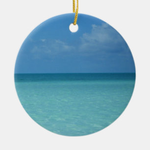 Ornement En Céramique Caraïbes Horizon Tropical Turquoise Bleu