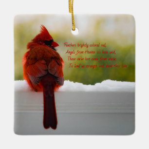 Ornement En Céramique ***Cardinal avec Visiteur du poème du Ciel