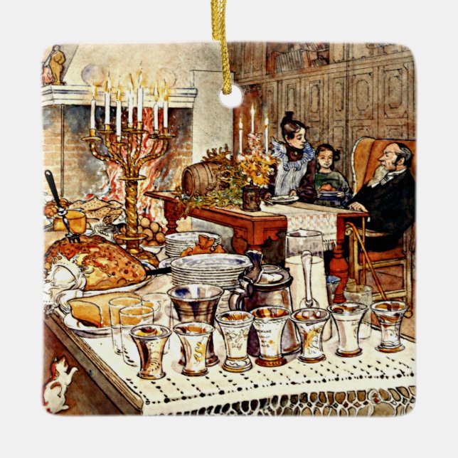 Ornement En Céramique Carl Larsson : Détail de Noël, (Devant)