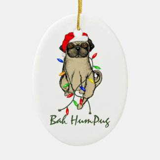 Ornement En Céramique Carlin Chien Bah Humpug Funny Noël