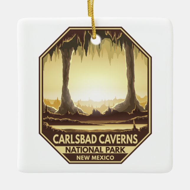 Ornement En Céramique Carlsbad Caverns National Park Retro Emblem (Devant)