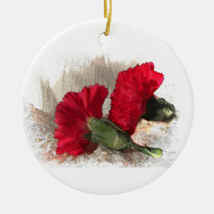 Ornement En Céramique Carnations à Brocade