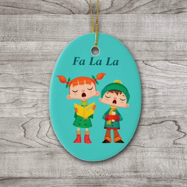 Ornement En Céramique Caroleurs de Noël rétro Cartoon (Créateur téléchargé)