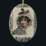 Ornement En Céramique Caroline<br><div class="desc">Une vintage plaque de mode du 18ème siècle,  soigneusement restaurée et associée à une gravure vintage d'un cadre antique évoque l'essence romantique des romans de Jane Austen. La femme dépeinte dans la plaque de mode me rappelle tellement le personnage Caroline Bingely © WickvedLovely</div>
