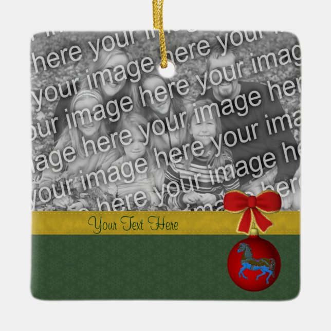 Ornement En Céramique Carousel Horse Noël Photo de vacances (Devant)