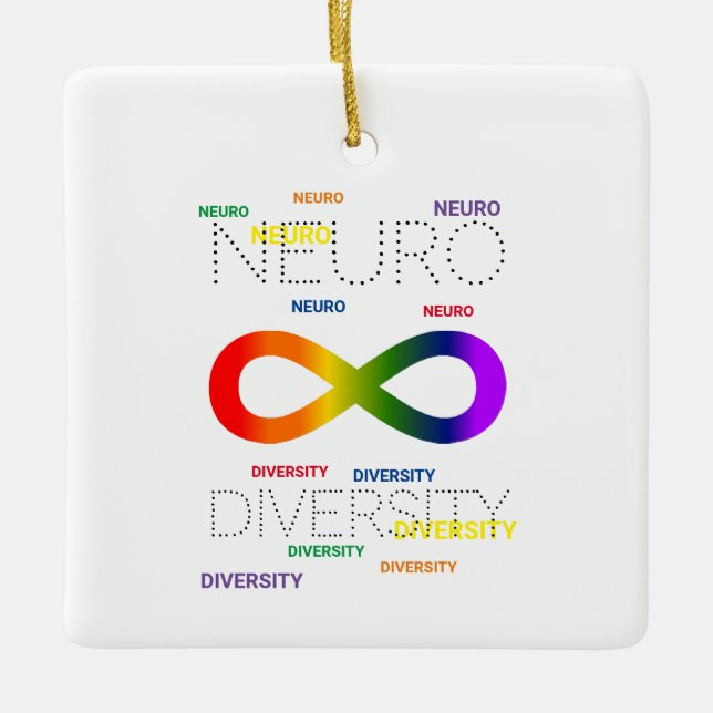 Ornement en céramique carré points de neurodiversi (Devant)