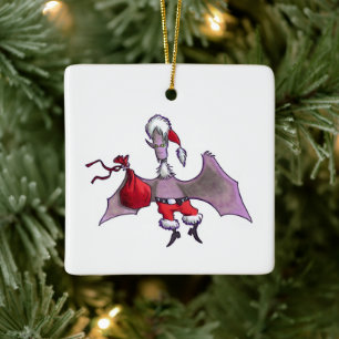 ornement en céramique carré Santa Bat