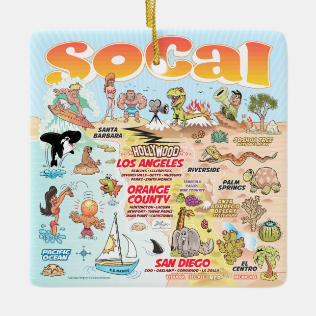 Ornement En Céramique Carré SoCal (Devant)