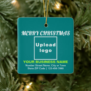 Ornement En Céramique Carré vert Turquoise de Noël d'affaires