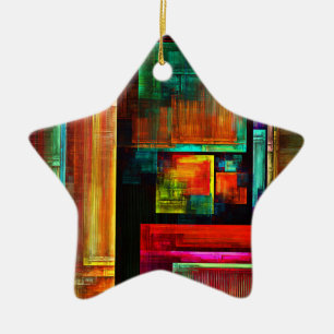 Ornement En Céramique Carrés colorés Motif d'art Abstrait moderne #04