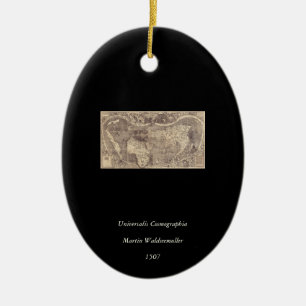 Ornement En Céramique Carte 1507 du monde de Martin Waldseemuller