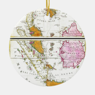 Ornement En Céramique Carte 1710 d'Ottens d'Asie du Sud-Est Singapour