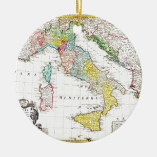 Ornement En Céramique Carte 1742 d'héritiers de Homann de l'Italie