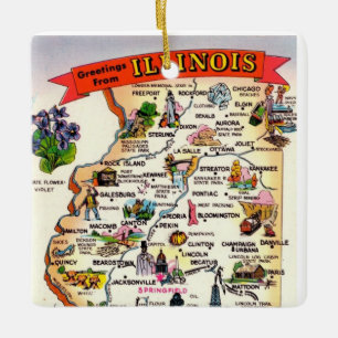 Ornement En Céramique Carte ancienne de l'Illinois