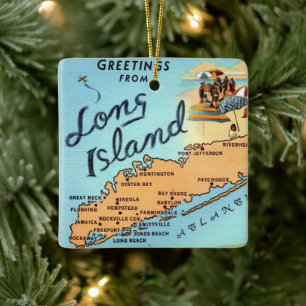Ornement En Céramique Carte ancienne de Long Island