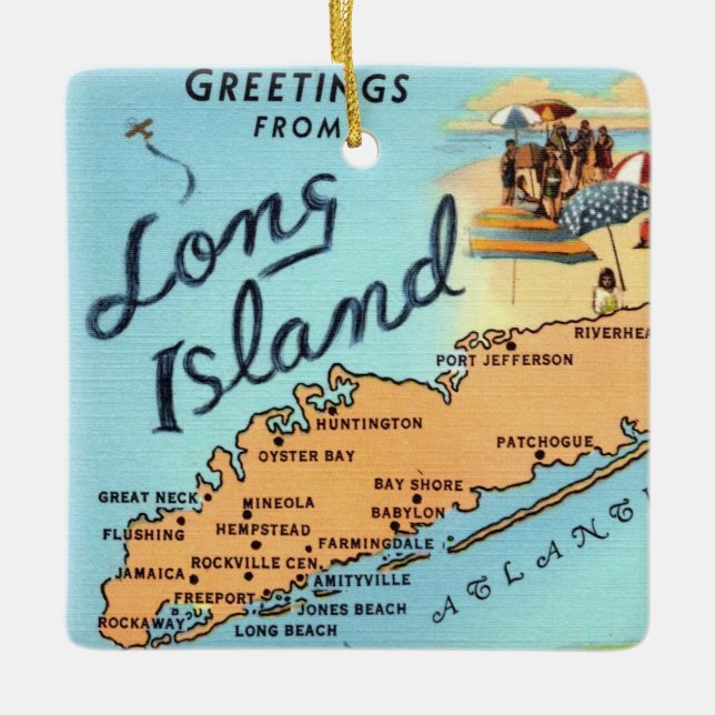 Ornement En Céramique Carte ancienne de Long Island (Devant)