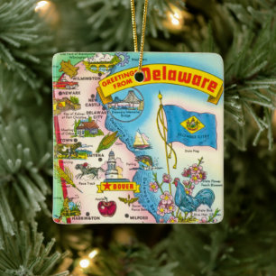 Ornement En Céramique Carte ancienne du Delaware 