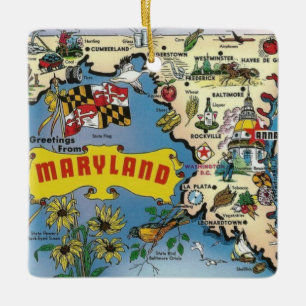 Ornement En Céramique Carte ancienne du Maryland 