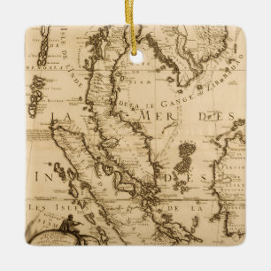 Ornement En Céramique Carte antique d'Asie du Sud-Est   1687