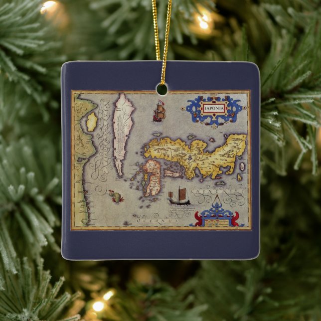 Ornement En Céramique Carte antique du Japon par Mercator et Hondius (Arbre)